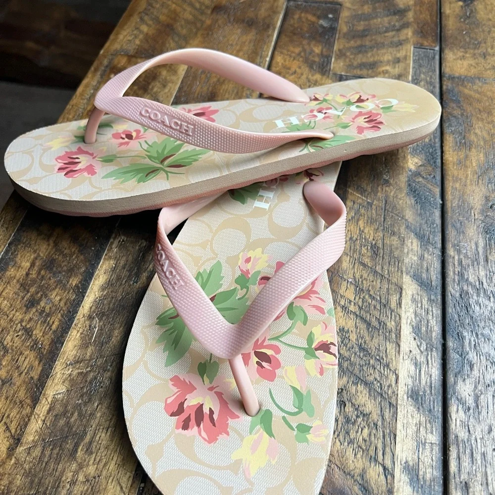 Coach Floral Flip Flops - Picture 2 of 4